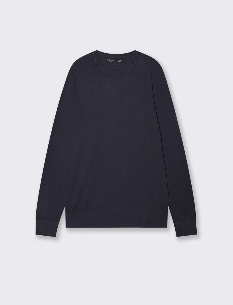 Maglia Basic Soft Touch Girocollo Regular Fit - Blu