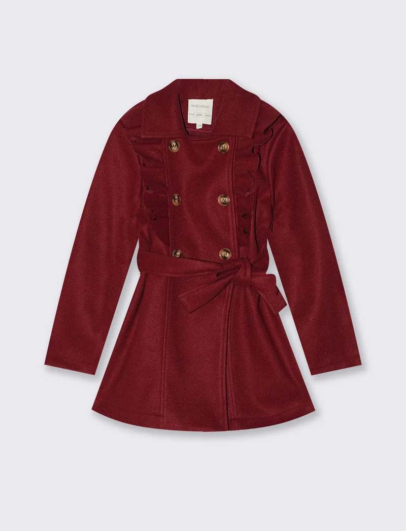 Cappotto da bambina in morbido panno - Bordeaux