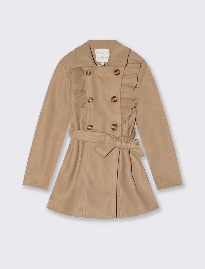 Cappotto da bambina in morbido panno - Cammello