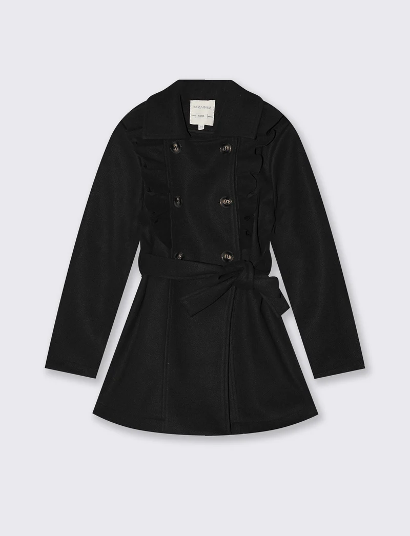 Cappotto da bambina in morbido panno - Nero