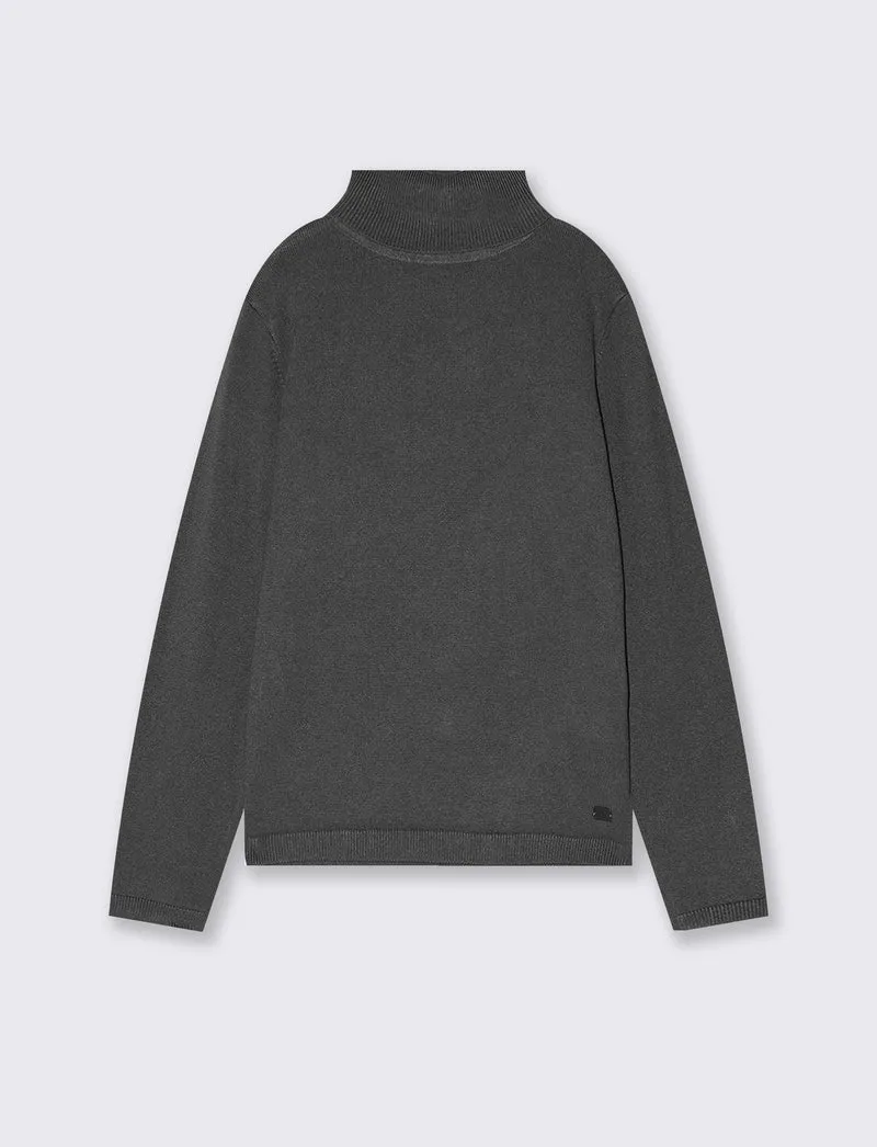 Maglia Collo Alto in Viscosa Nylon - Grigio mel.