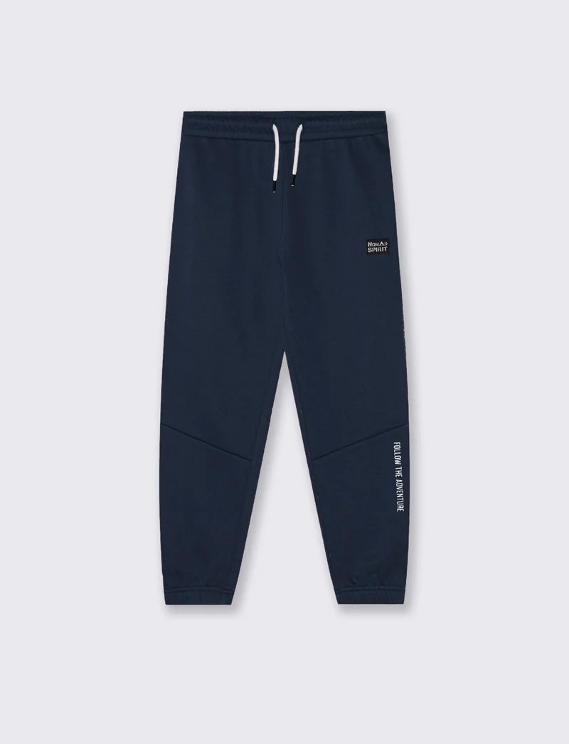 Jogger in Felpa con Coulisse e Patch - Blu
