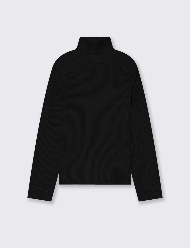 Maglia collo alto con polsino metallico - Nero