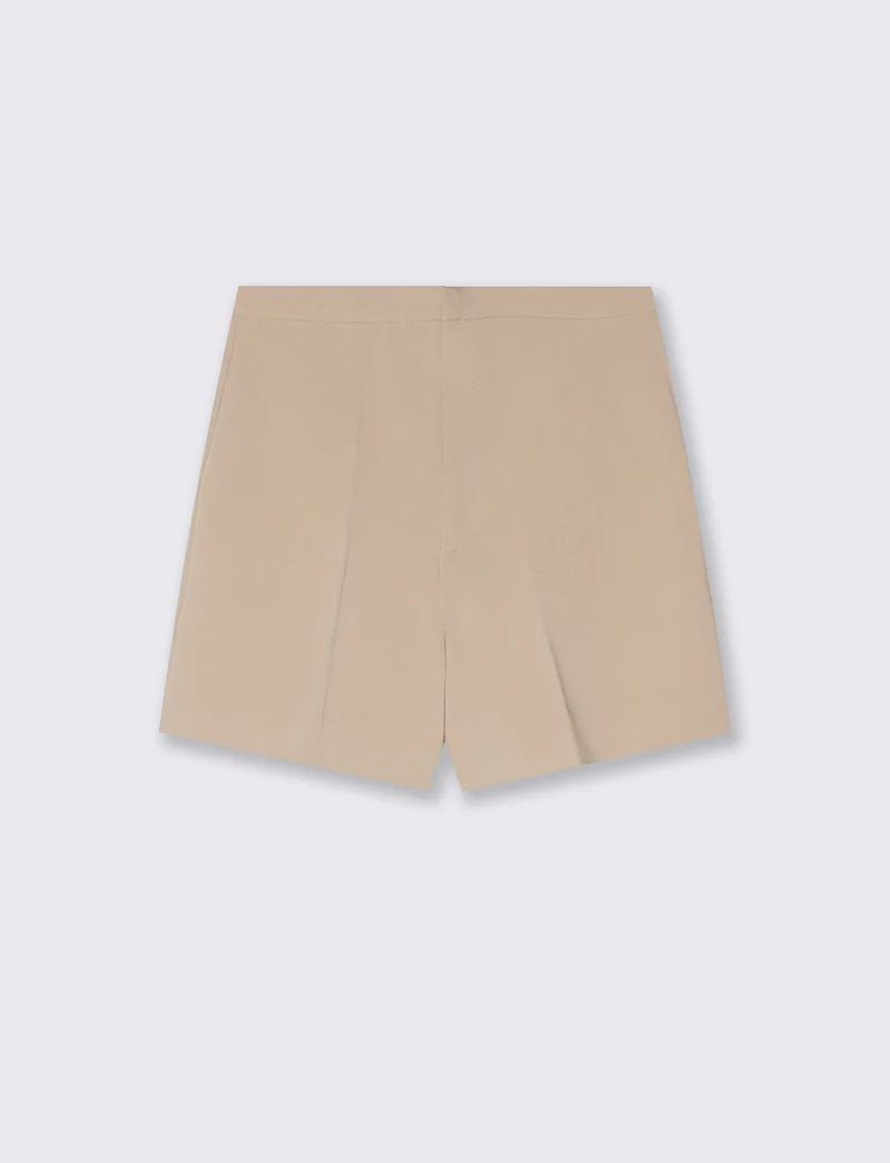 Short vita alta con chiusura a gancio - Beige grano