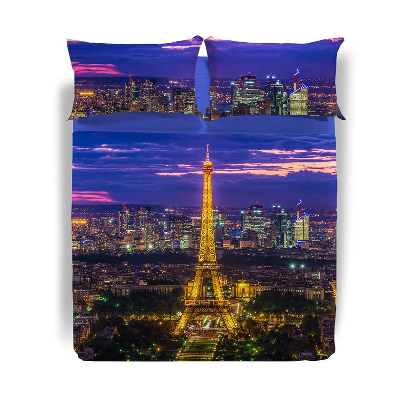 Completo Lenzuola Copriletto paris Fotografico in Cotone