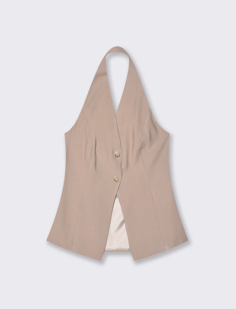 Gilet con scollo sulla schiena - Grigio fango