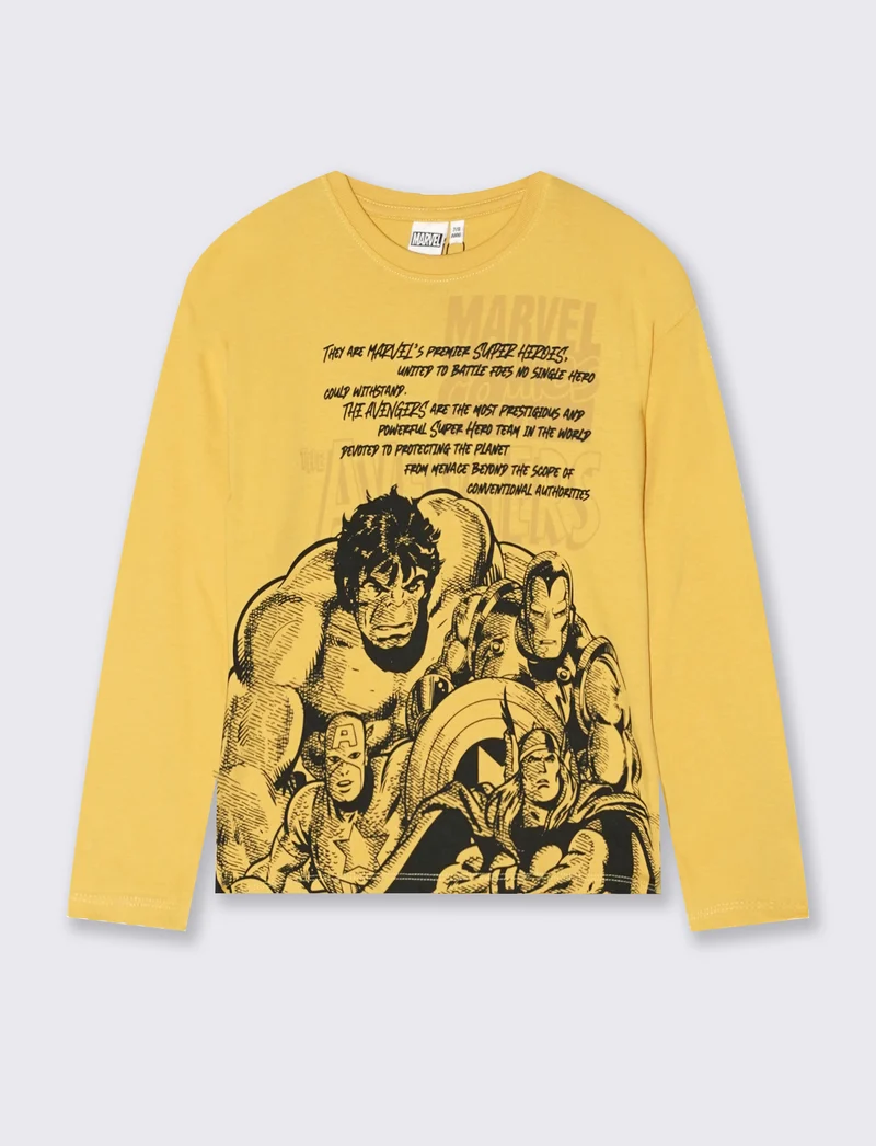 T-shirt maniche lunghe Marvel in cotone - Ocra