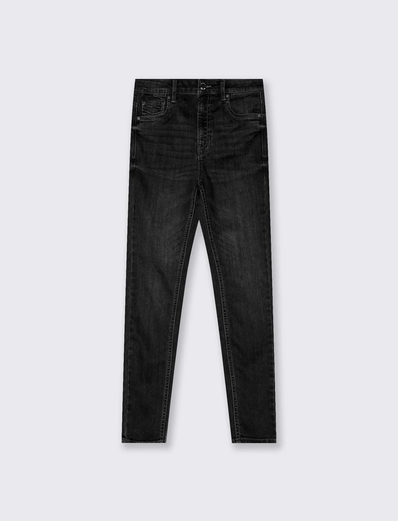 Jeans super skinny 5 tasche vita media - Nero
