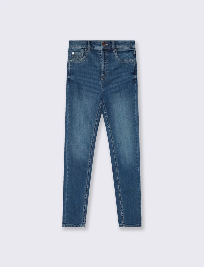 Jeans super skinny 5 tasche vita media - Denim