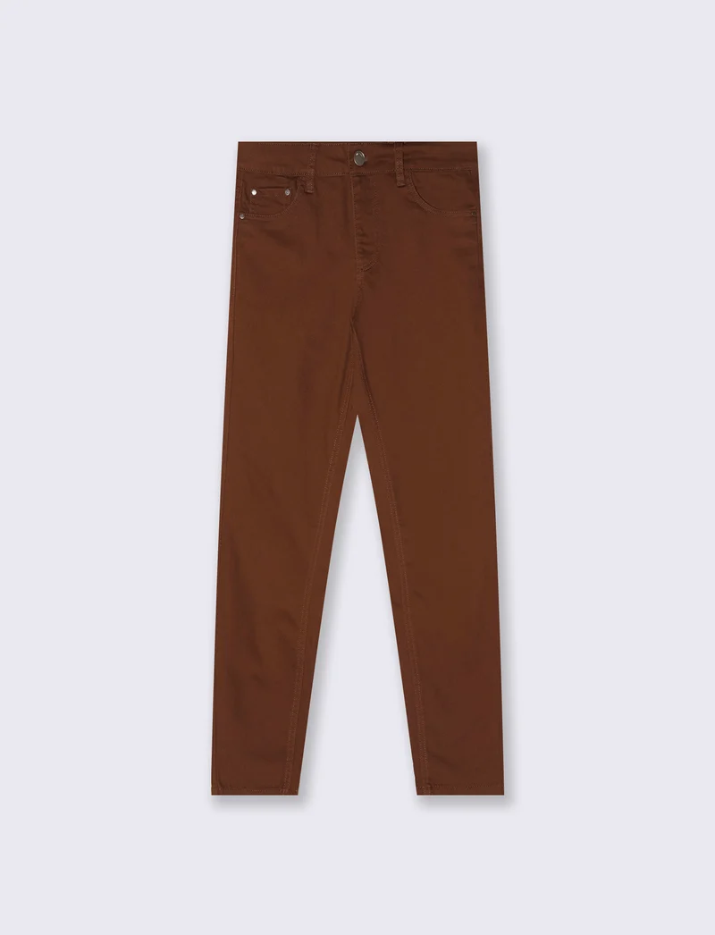 Jeans skinny con vita media ideale - Marrone cioccolato