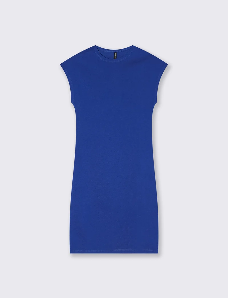 Vestito corto a costine con manica a T - Royal