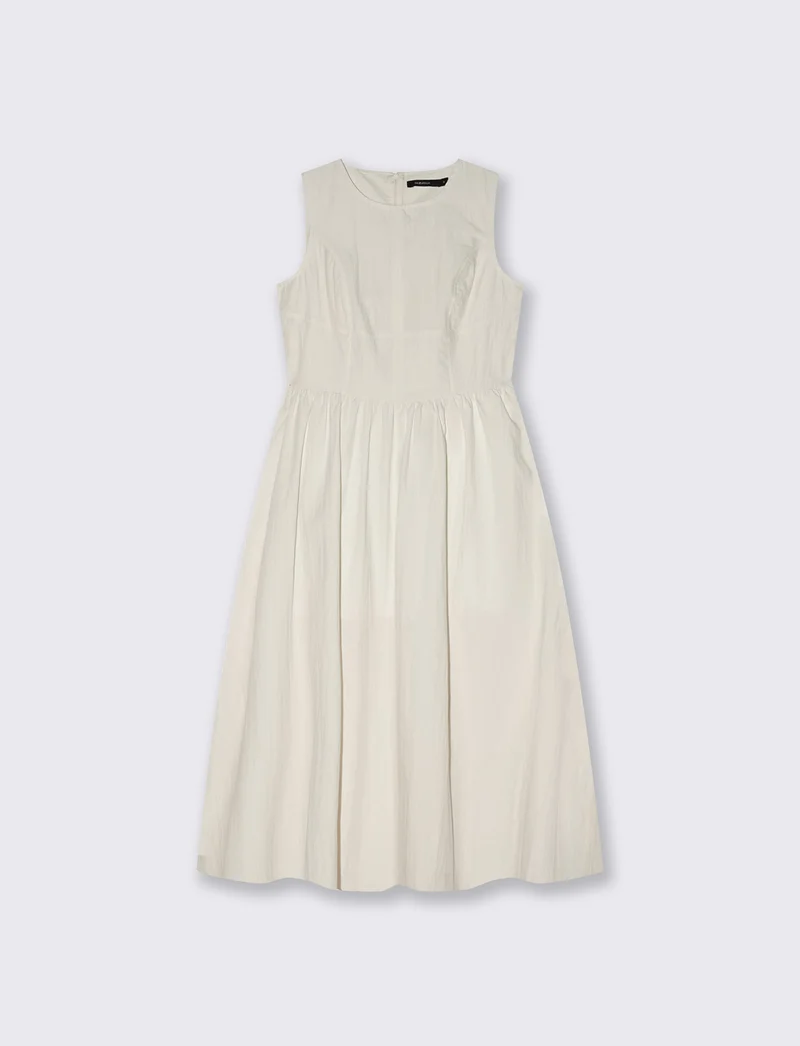Vestito lungo smanicato con gonna ampia - Avorio