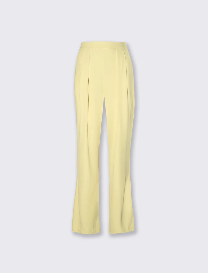 Pantalone classico vita alta gamba ampia donna - Giallo