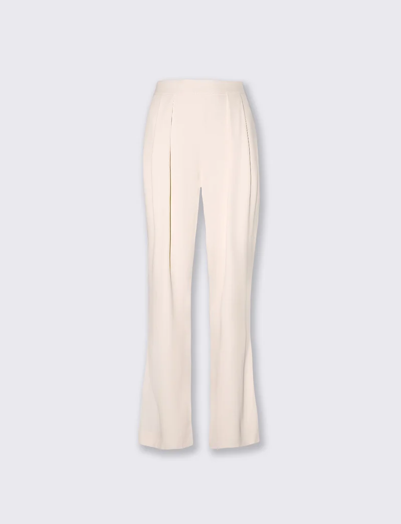 Pantalone classico vita alta gamba ampia donna - Bianco