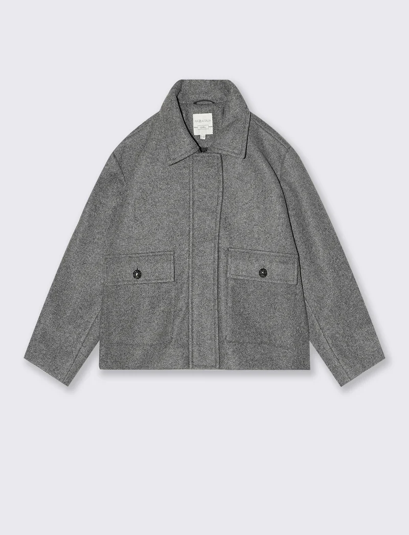Giubbino minimal chic in morbido panno - Grigio