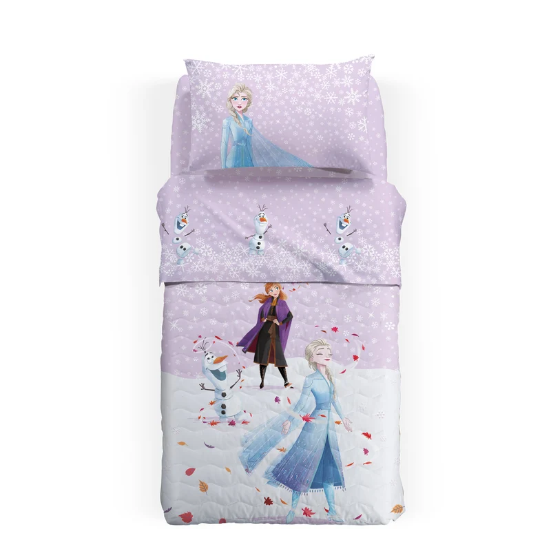 Copriletto Trapuntato in Cotone Frozen Magica Cartoons Ragazza