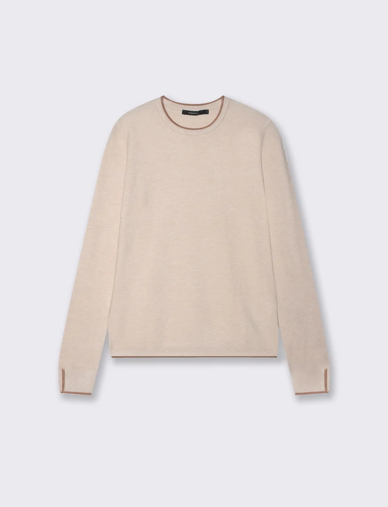 Pullover girocollo con contrasto regolare - Avorio