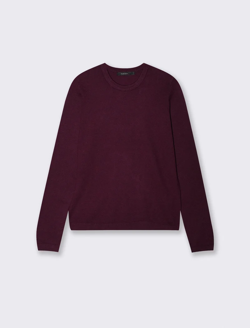 Pullover basico girocollo a manica lunga - Bordeaux