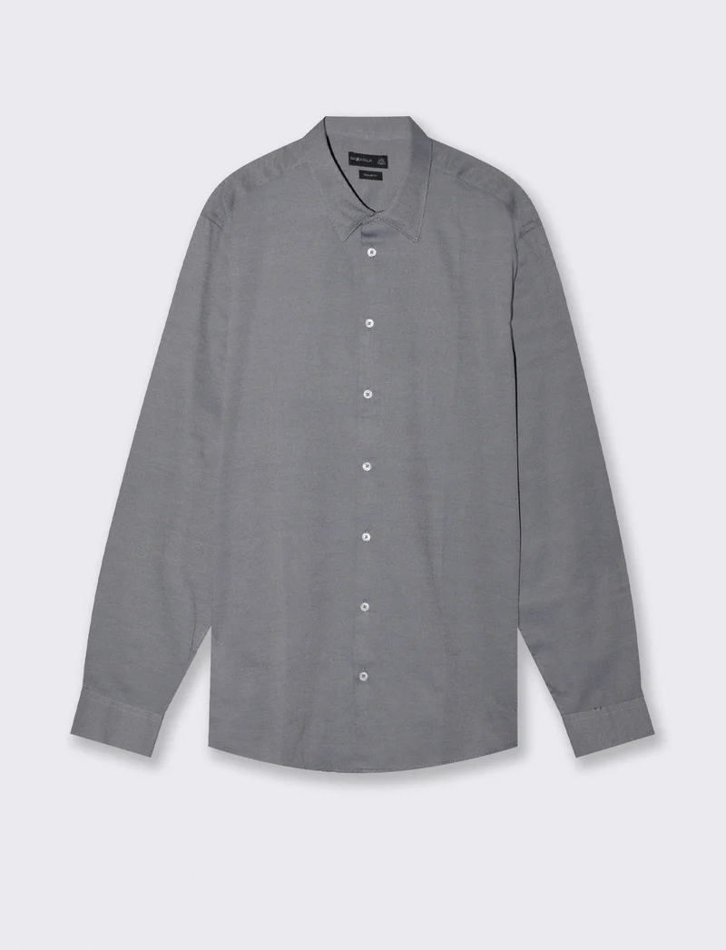 Camicia Oxford Regular Fit con Colletto Francese - Blu