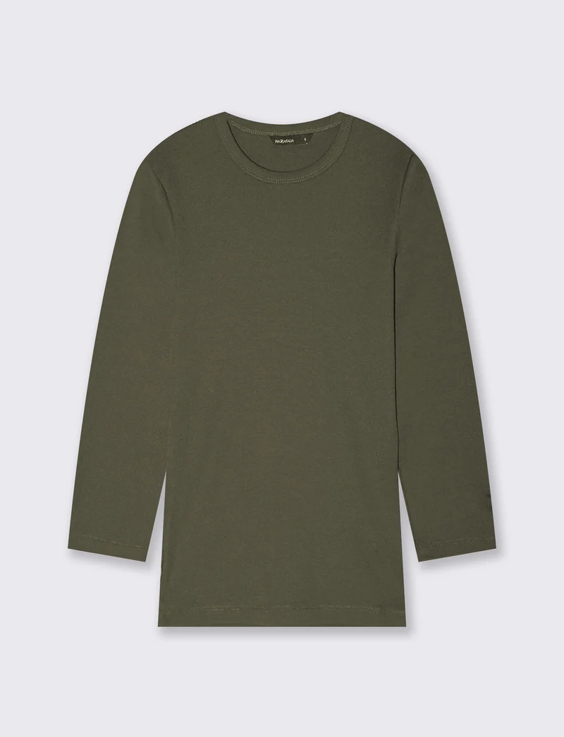 T-shirt basica a costine girocollo 3/4 - Ve.milit.