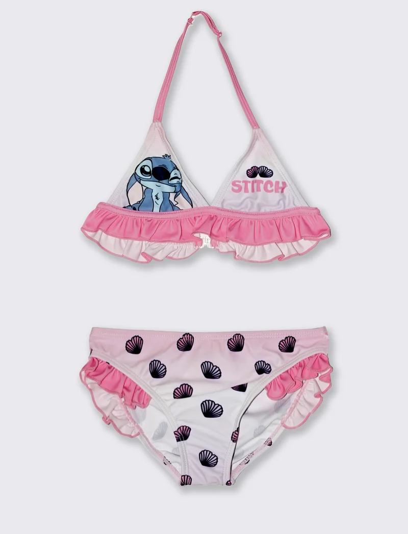 Costume due pezzi Stitch Disney con rouches - Rosa