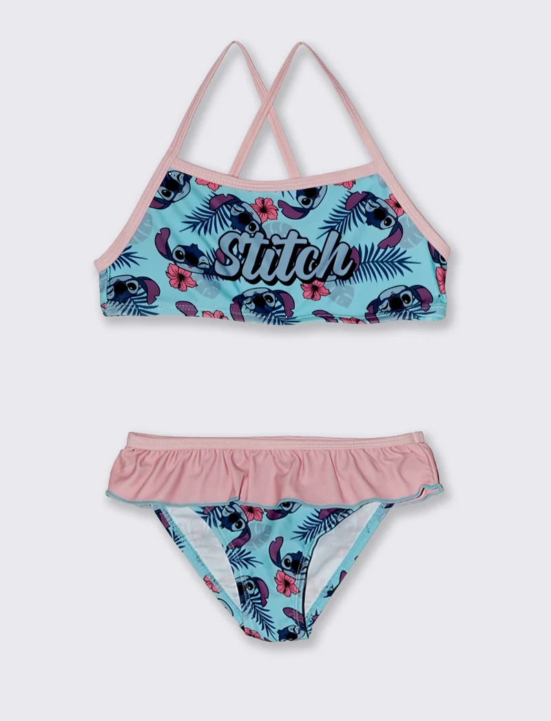 Costume due pezzi Stitch con rouches - Rosa