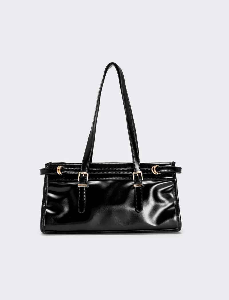Borsa rettangolare con cinturino spalla - Nero
