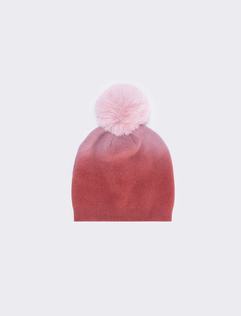 Cappello degradè con pon pon per donne - Rosa