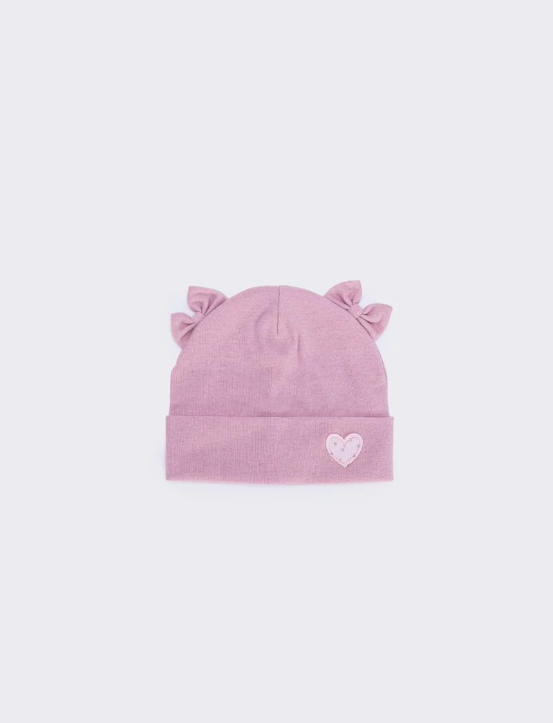 Cappello cuffia leggero con fiocchetti - Rosa