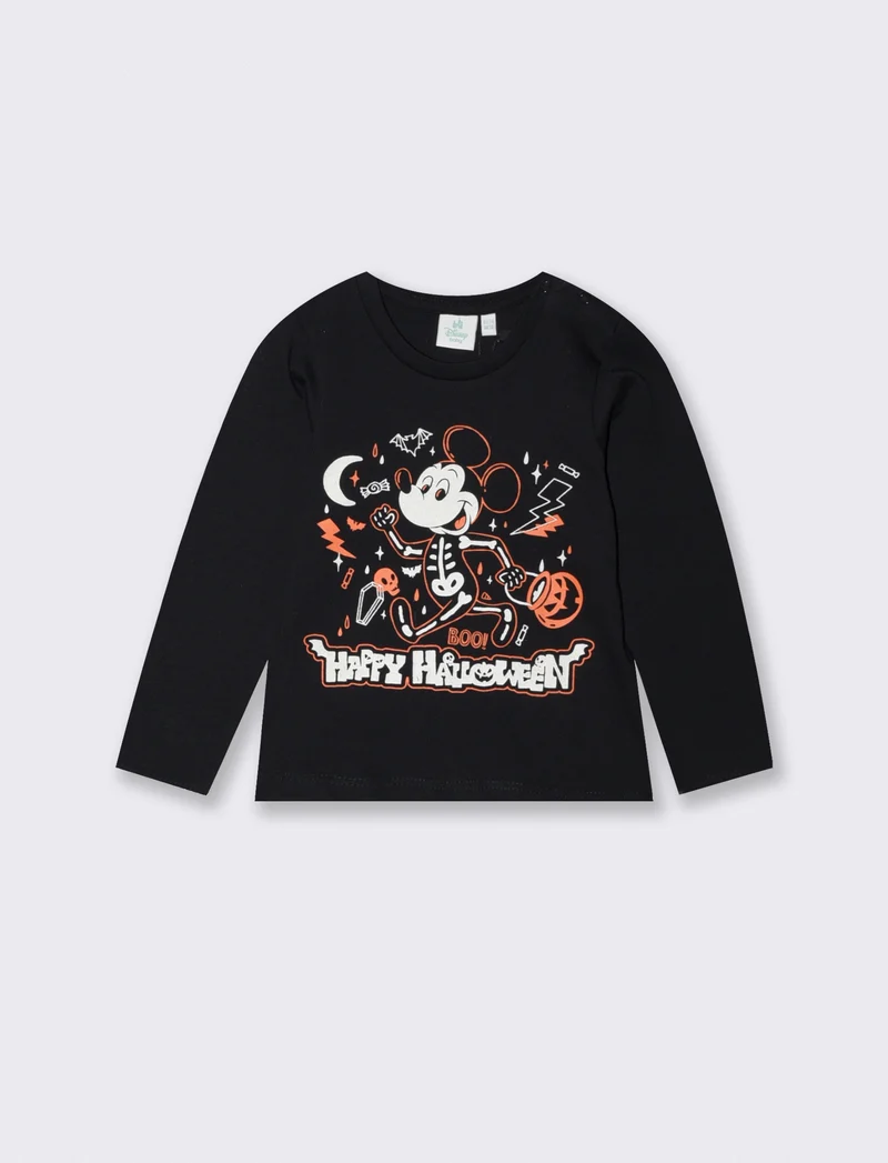 T shirt Halloween Topolino manica lunga - Nero