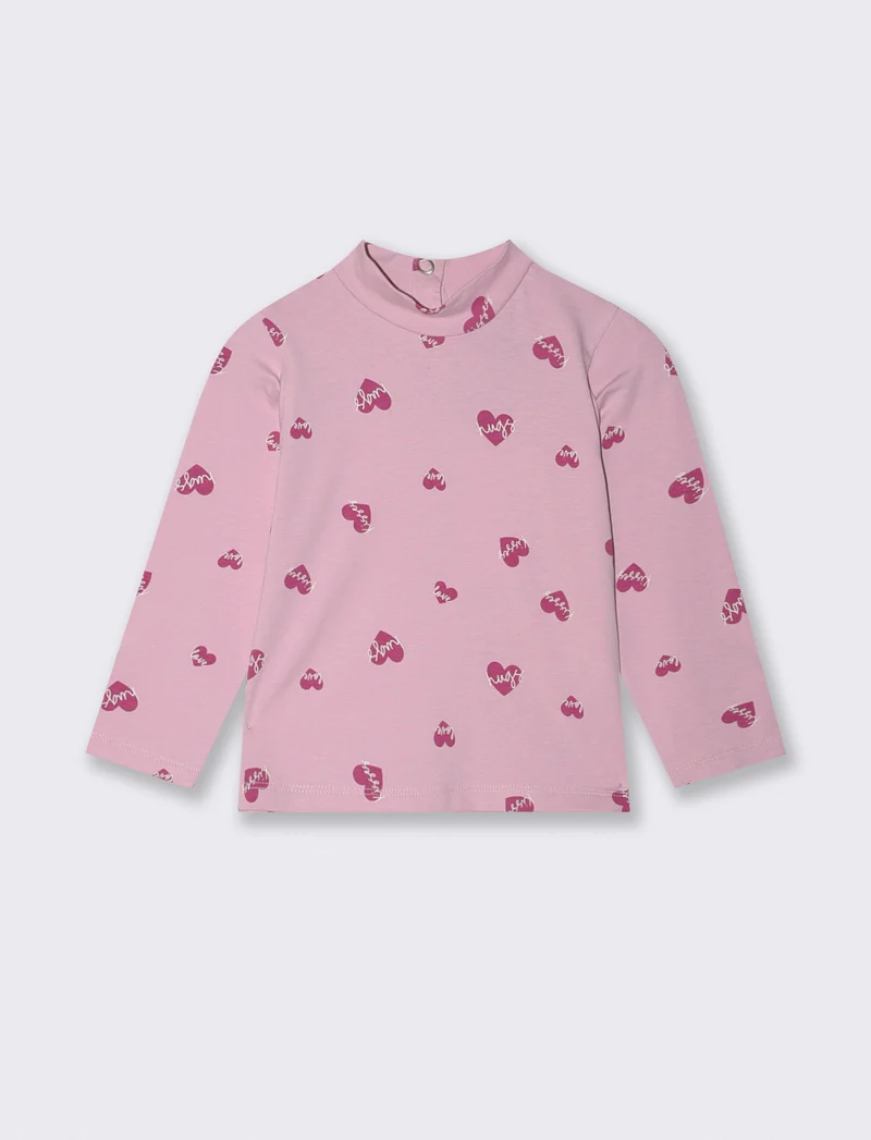 Maglietta basica con stampa all over - Rosa polvere