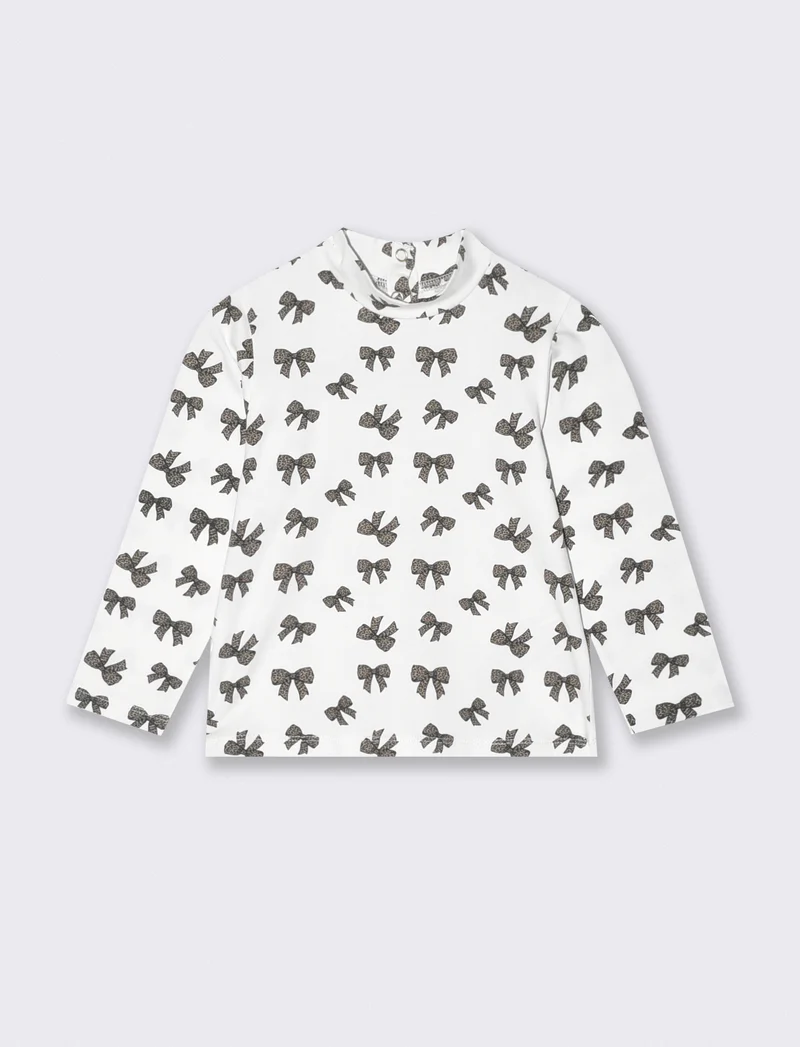 Maglietta basica con stampa all over - Bianco latte