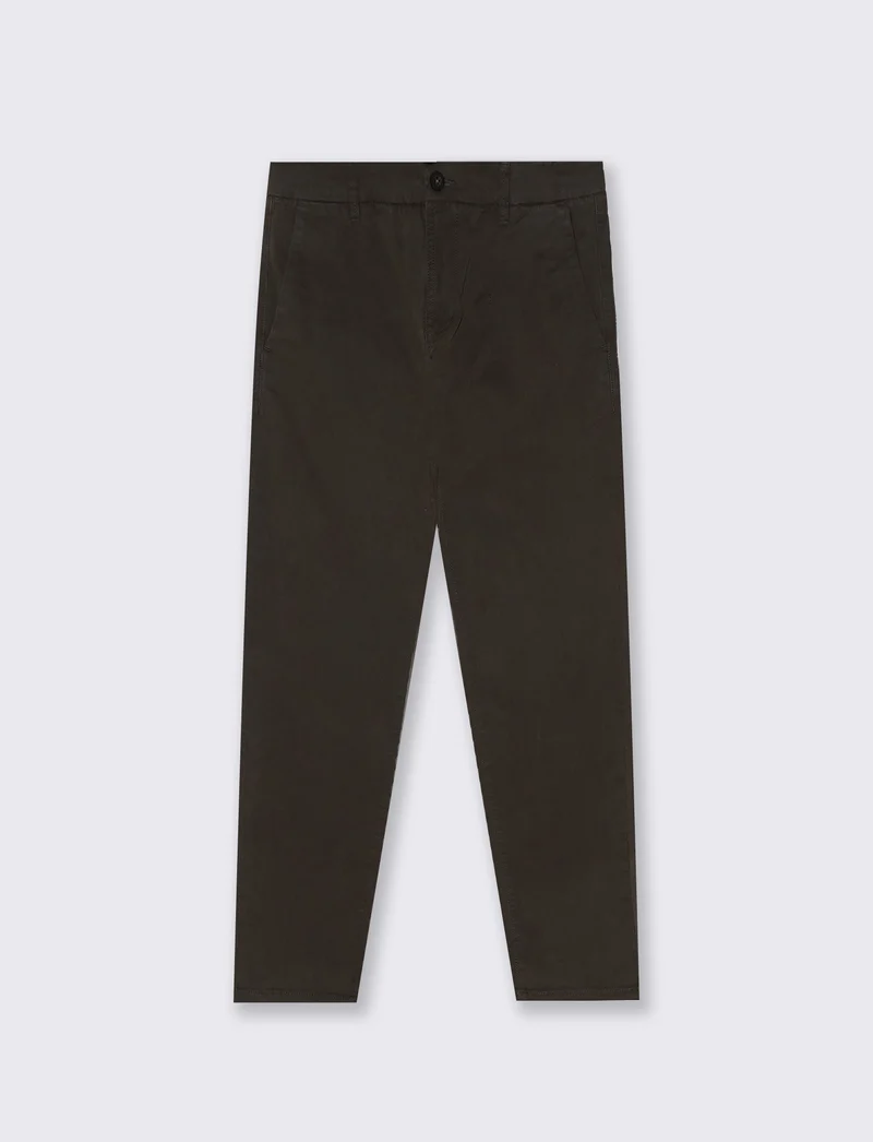 Pantaloni Chino Slim Fit in Cotone Twill - Moro