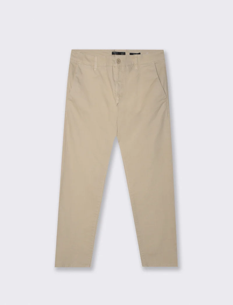 Pantaloni Chino Slim Fit in Cotone Twill - Sabbia