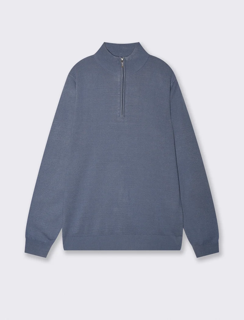 Maglia basic collo alto con zip - CARTA DA ZUCCHERO