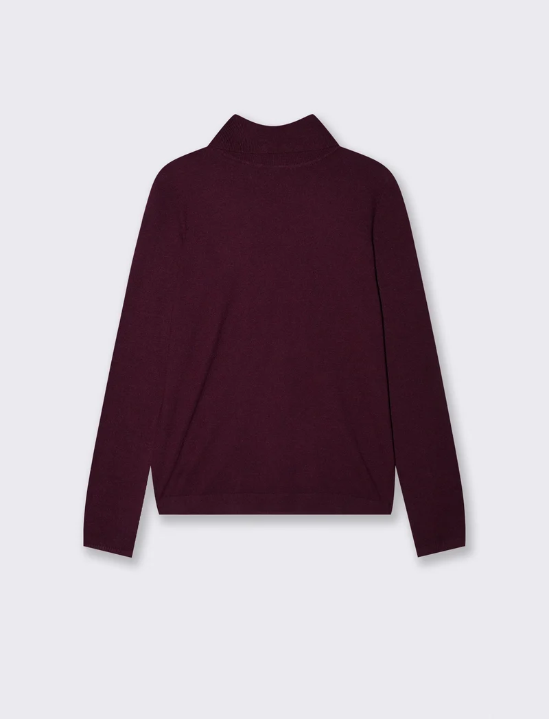 Pullover basico collo alto slim fit - Bordeaux