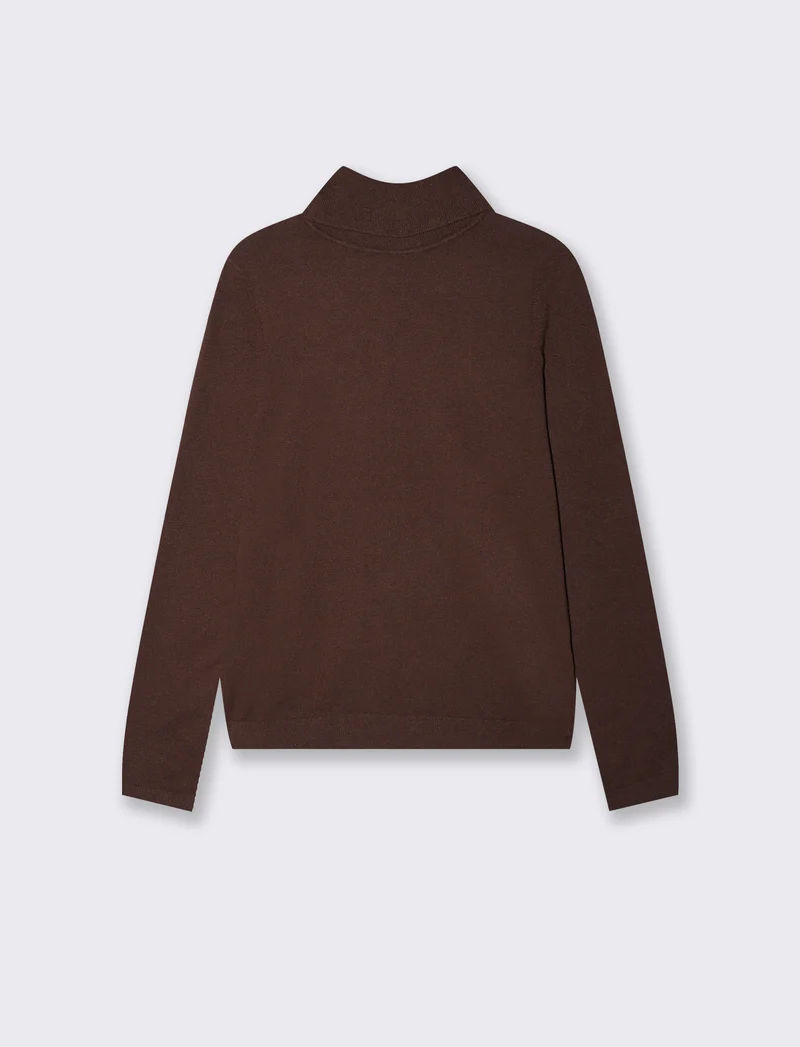 Pullover basico collo alto slim fit - Moro