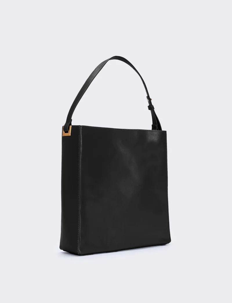 Borsa squadrata sintetica a spalla - Nero