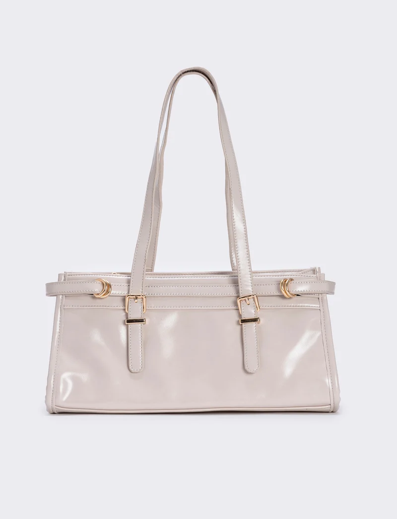 Borsa rettangolare con cinturino spalla - Beige