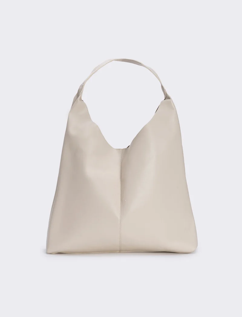 Borsa shopper grande con manico - Beige