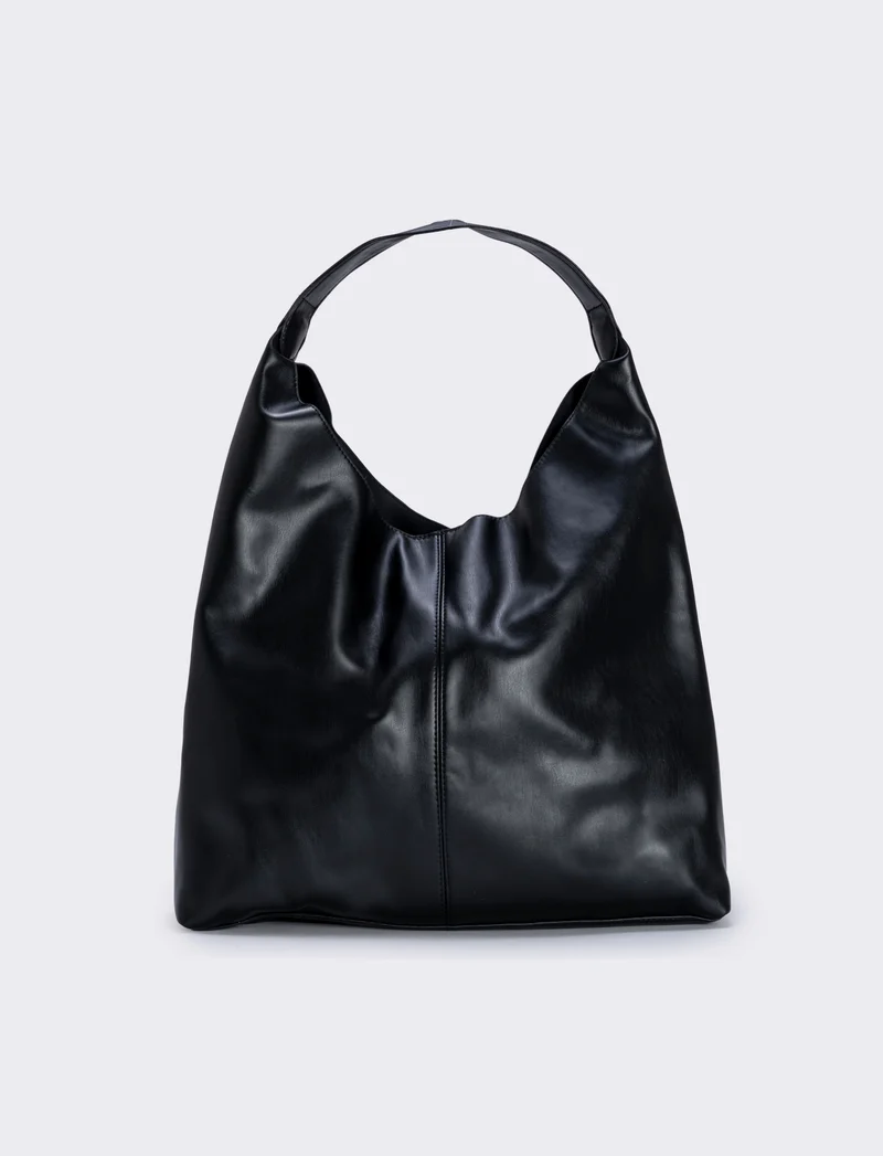 Borsa shopper grande con manico - Nero
