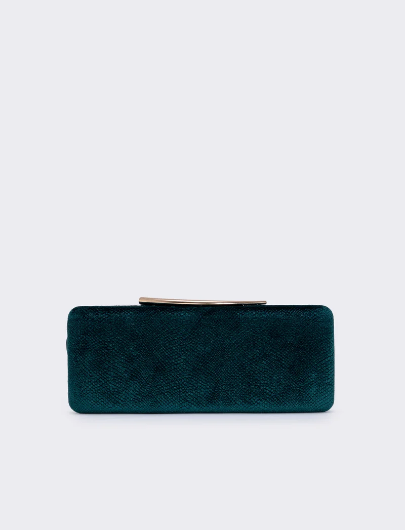 Clutch rigida in velluto pitonato - Verde