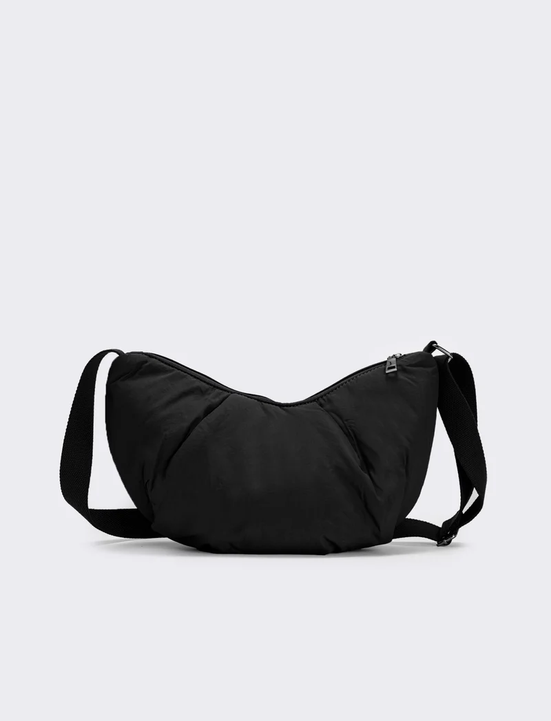 Tracolla nylon mezzaluna elegante - Nero