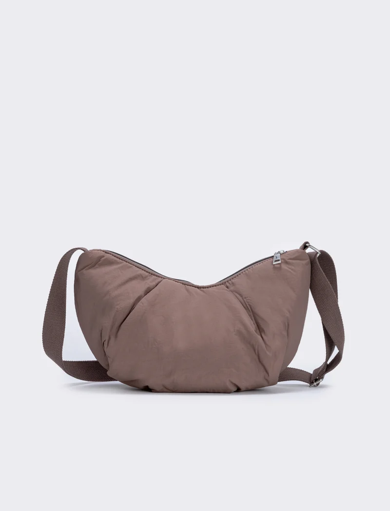 Tracolla nylon mezzaluna elegante - Grigio fango