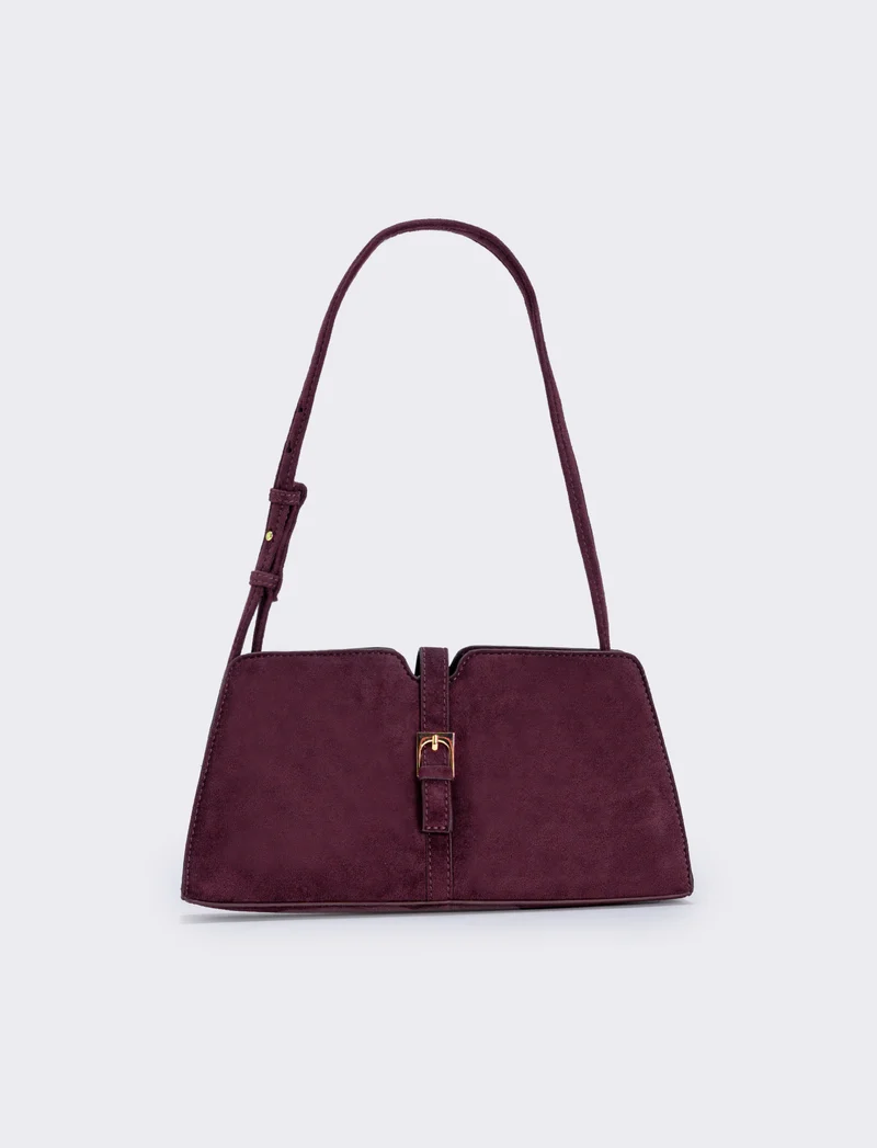 Borsetta suede con fibbia elegante - Bordeaux