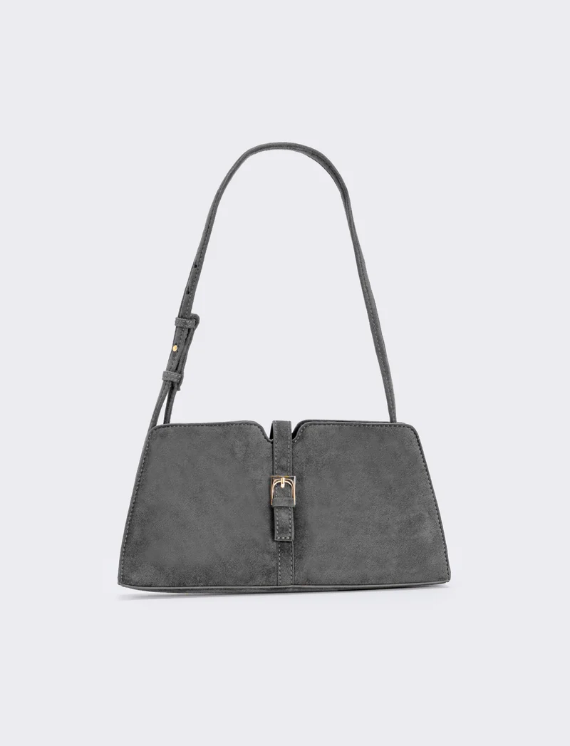 Borsetta suede con fibbia elegante - Grigio