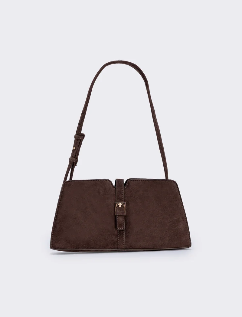 Borsetta suede con fibbia elegante - Moro