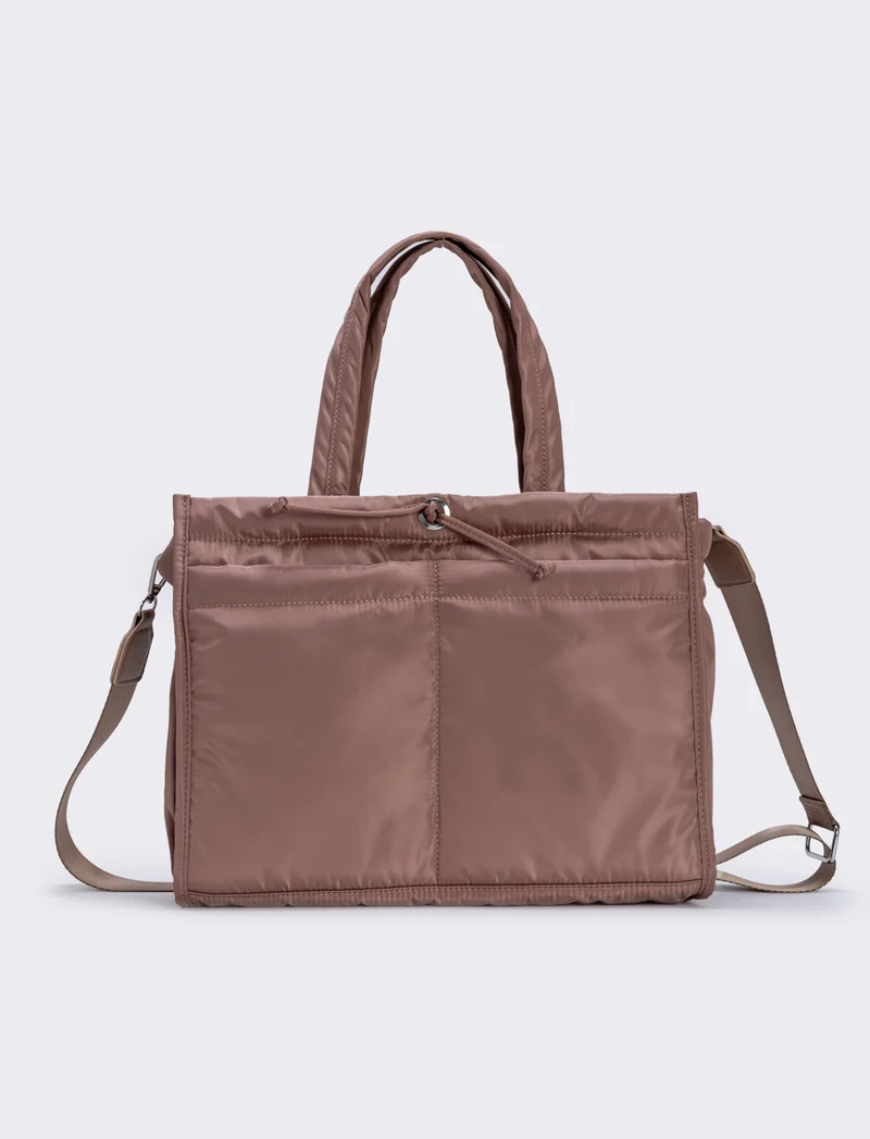 Shopper nylon a mano multi tasche grande - Beige