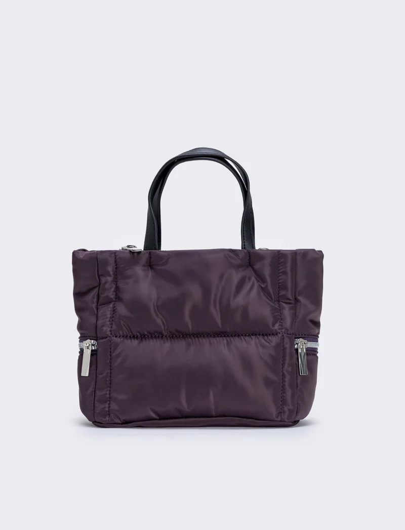 Shopper trapuntata con tasche laterali - Viola prugna