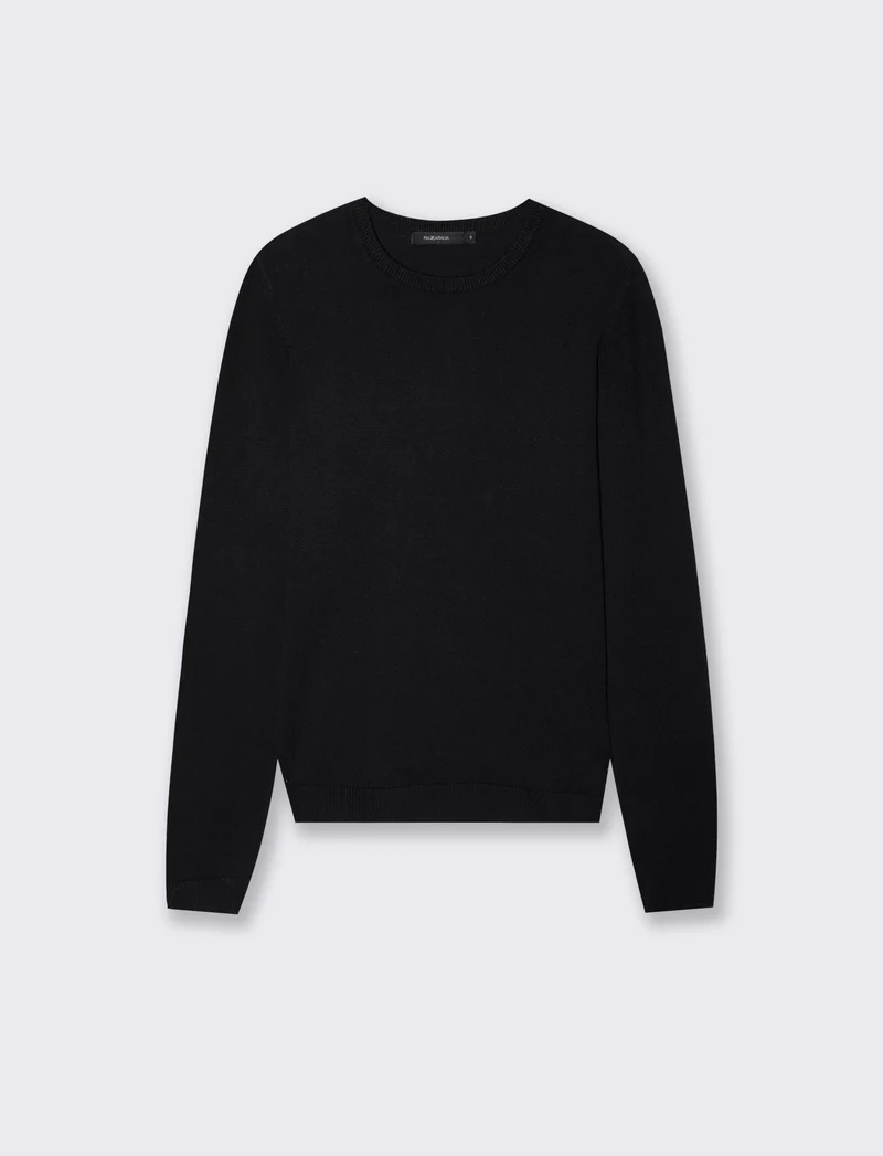 Maglia manica lunga scollo paricollo - Nero